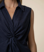 Load image into Gallery viewer, Sara Linen Top - Navy