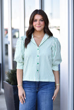 Load image into Gallery viewer, Green Stripes Button Down
