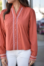 Load image into Gallery viewer, Rust Trim Blouse
