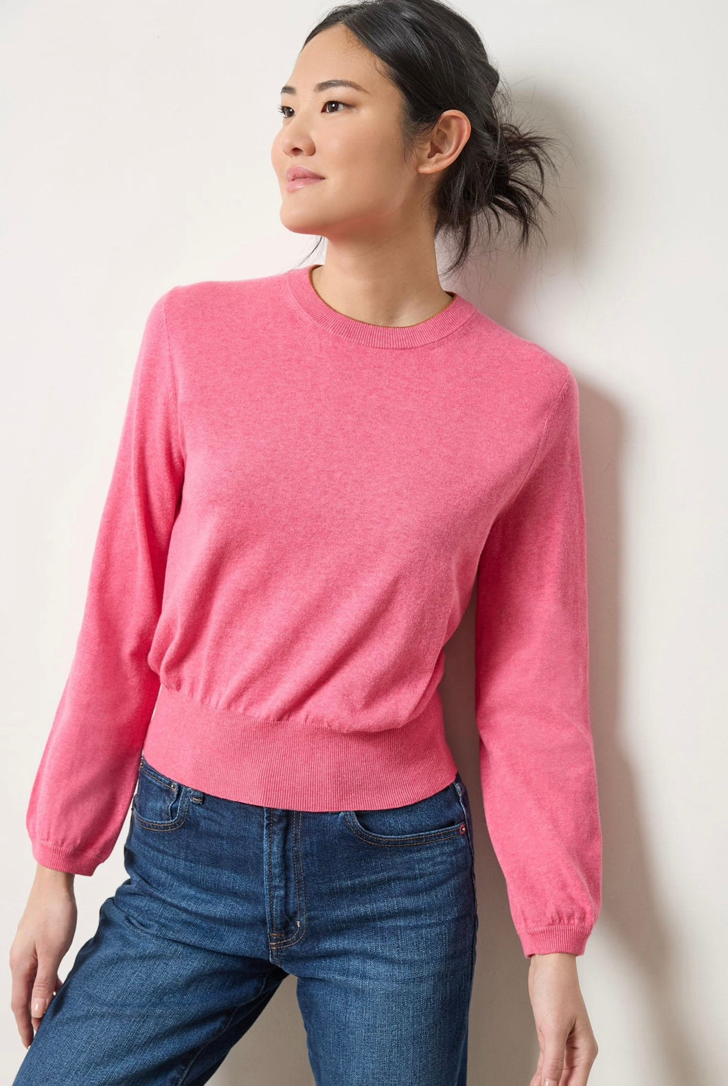 Pleated Sleeve Sweater - Pink
