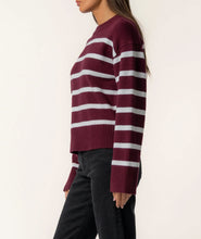 Load image into Gallery viewer, Ivory/Wine Stripe Sweater
