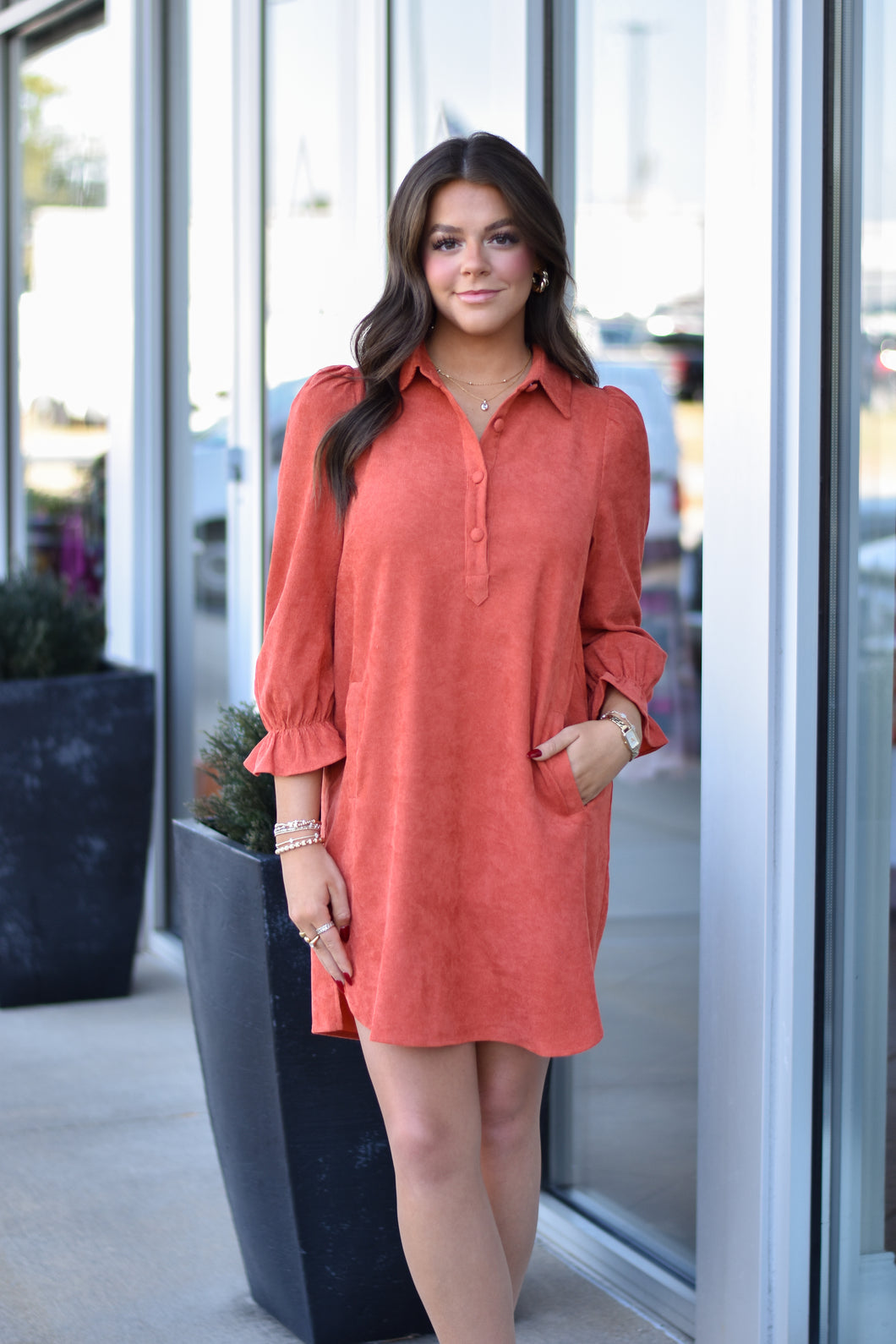 Corduroy Dress - Orange