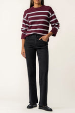 Load image into Gallery viewer, Ivory/Wine Stripe Sweater

