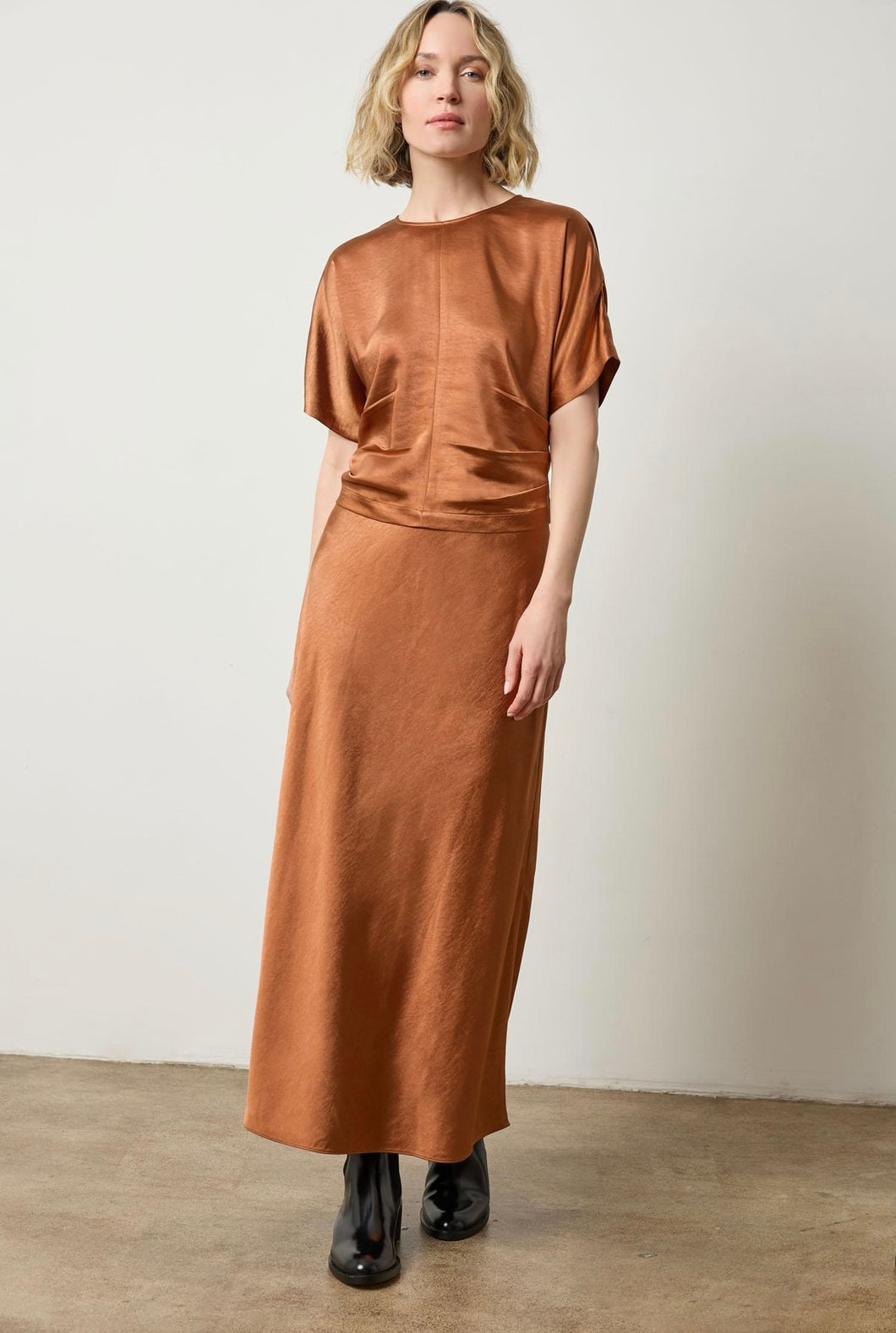 Satin Maxi Skirt - Copper