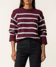 Load image into Gallery viewer, Ivory/Wine Stripe Sweater

