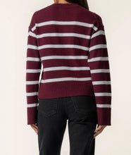 Load image into Gallery viewer, Ivory/Wine Stripe Sweater
