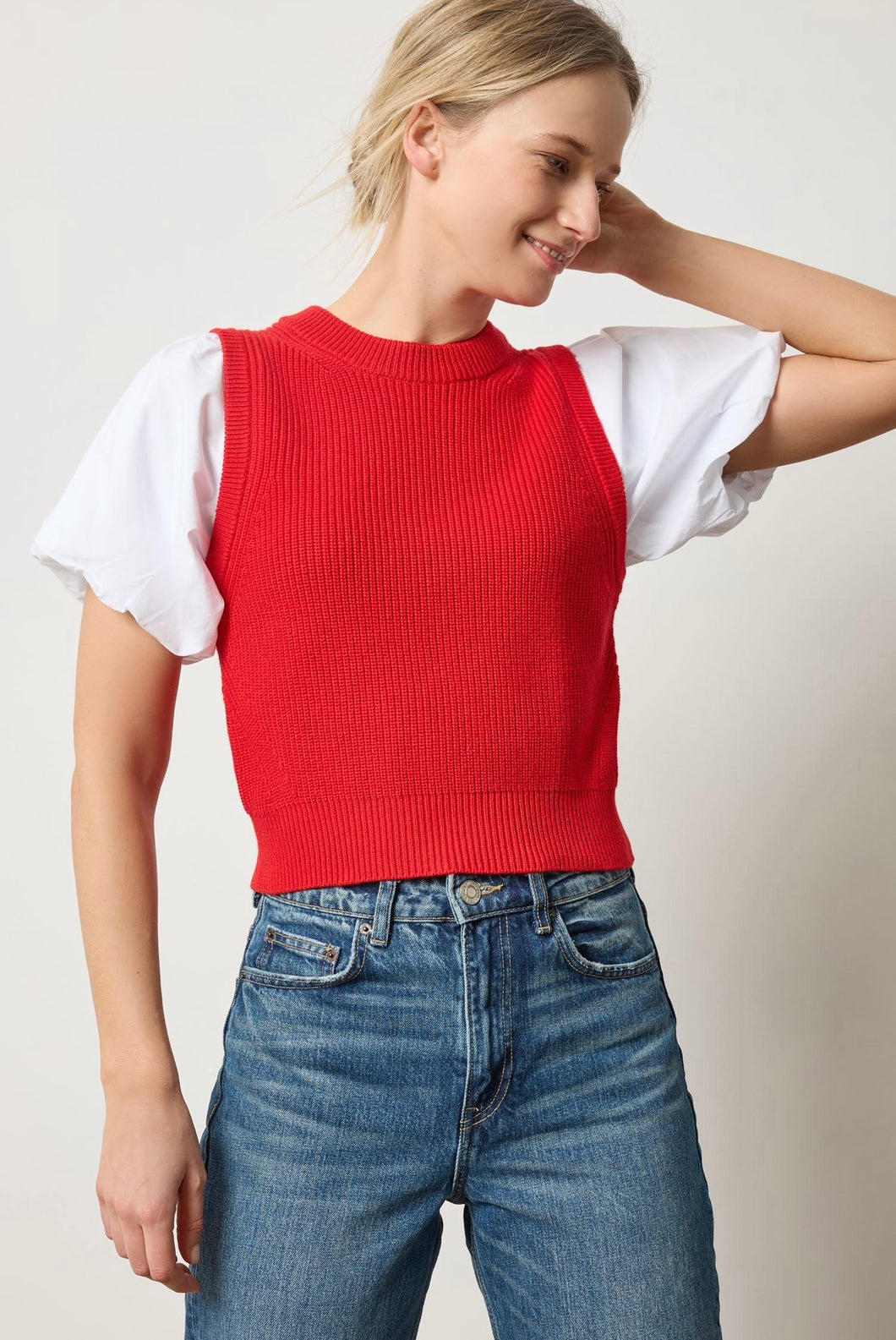 Mixed Media Sweater - Red