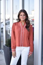 Load image into Gallery viewer, Rust Trim Blouse
