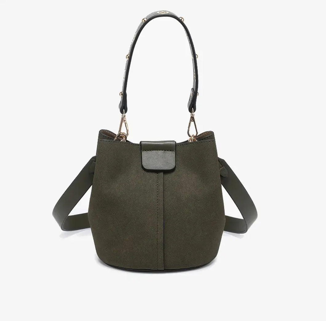 Suede Bucket Bag - Olive
