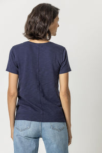 Navy Back Seam Tee